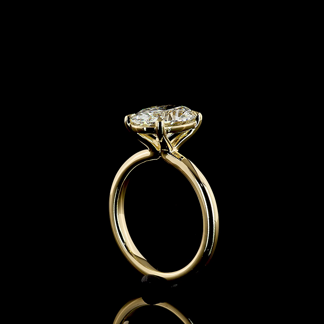 3.01 CT Oval Lab Grown Diamond Engagement Ring in 14K Yellow Gold