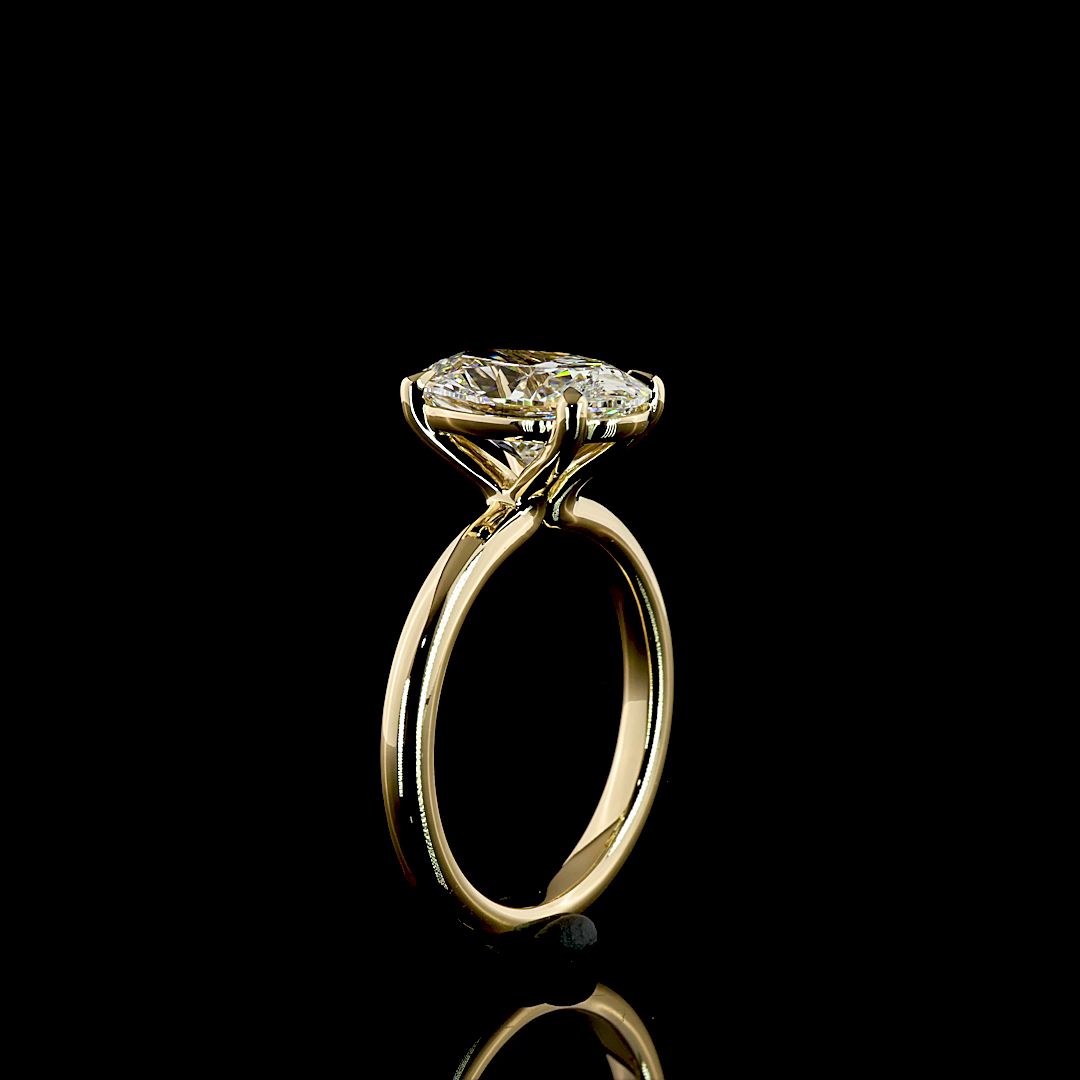 3.01 CT Oval Lab Grown Diamond Engagement Ring in 14K Yellow Gold