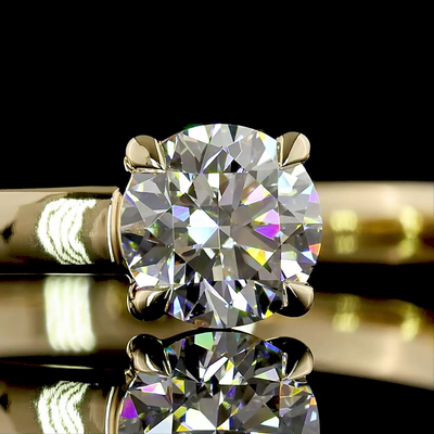 0.67 CT Round Lab Grown Diamond Designer Ring in 14K Yellow Gold