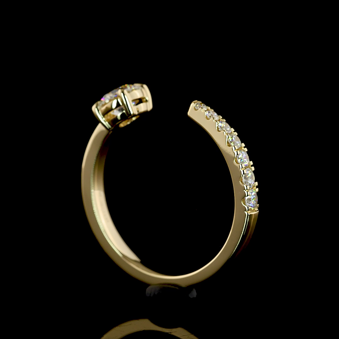 0.67 CT Round Lab Grown Diamond Designer Ring in 14K Yellow Gold