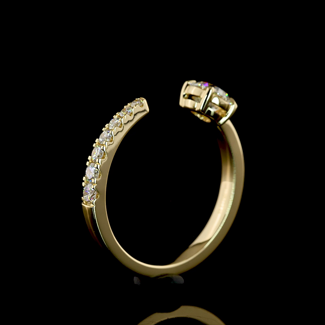 0.67 CT Round Lab Grown Diamond Designer Ring in 14K Yellow Gold