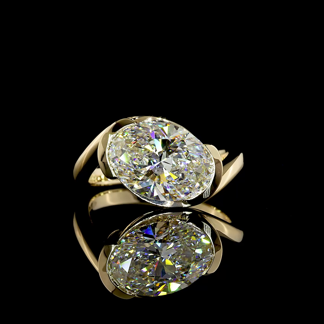 3.56 CT Oval Lab Grown Diamond Engagement Ring in 14K Yellow Gold