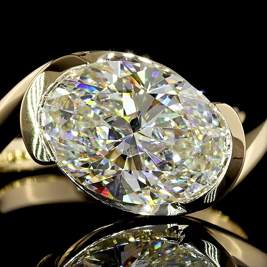 3.56 CT Oval Lab Grown Diamond Engagement Ring in 14K Yellow Gold