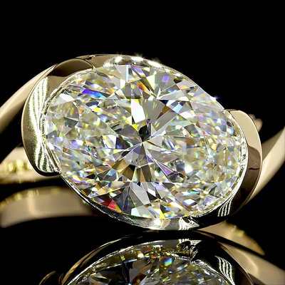 3.56 CT Oval Lab Grown Diamond Engagement Ring in 14K Yellow Gold
