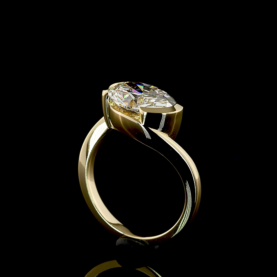 3.56 CT Oval Lab Grown Diamond Engagement Ring in 14K Yellow Gold