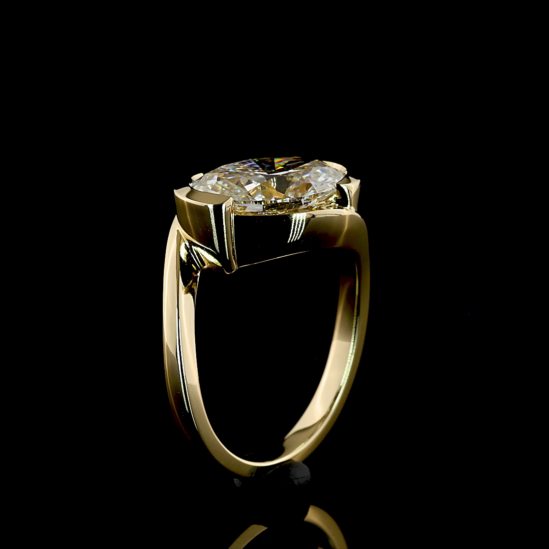 3.56 CT Oval Lab Grown Diamond Engagement Ring in 14K Yellow Gold