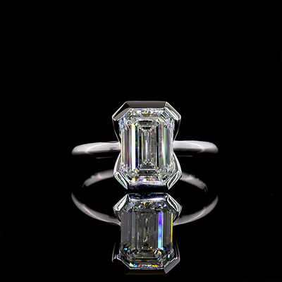 2.66 CT Emerald Lab Grown Diamond Engagement Ring in 14K White Gold