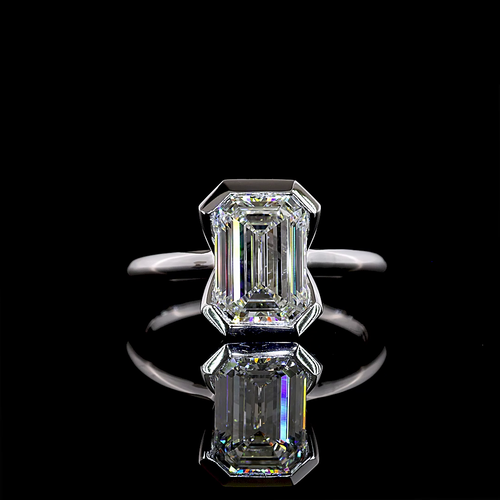 2.66 CT Emerald Lab Grown Diamond Engagement Ring in 14K White Gold