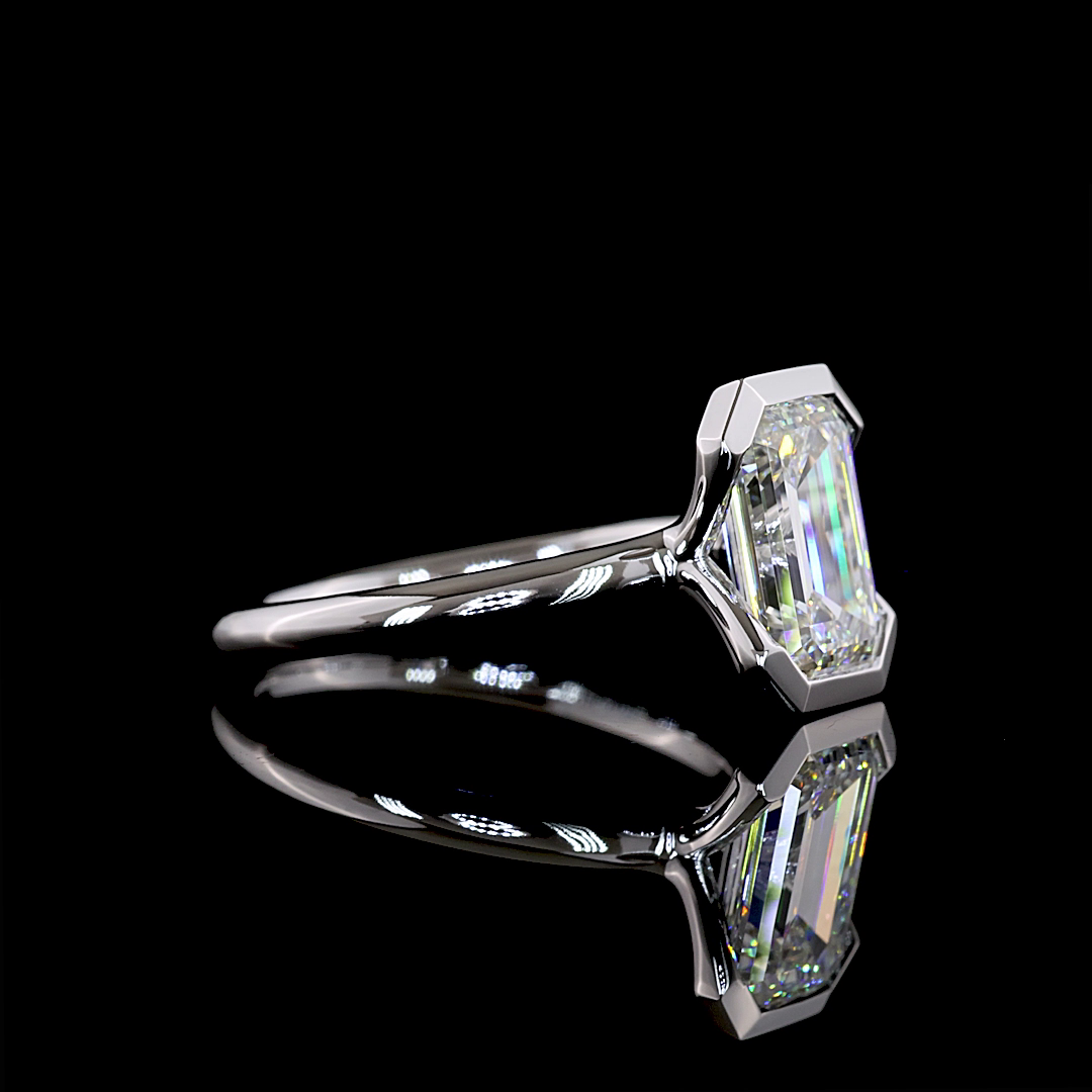 2.66 CT Emerald Lab Grown Diamond Engagement Ring in 14K White Gold