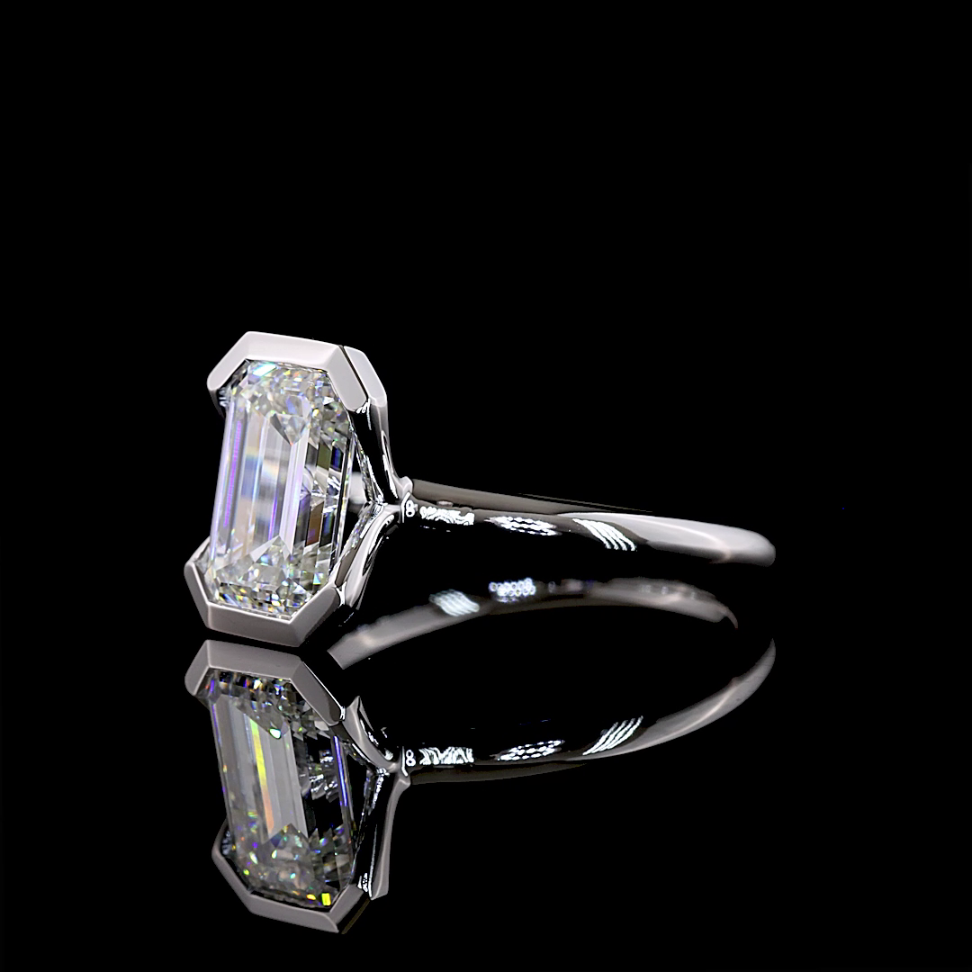 2.66 CT Emerald Lab Grown Diamond Engagement Ring in 14K White Gold