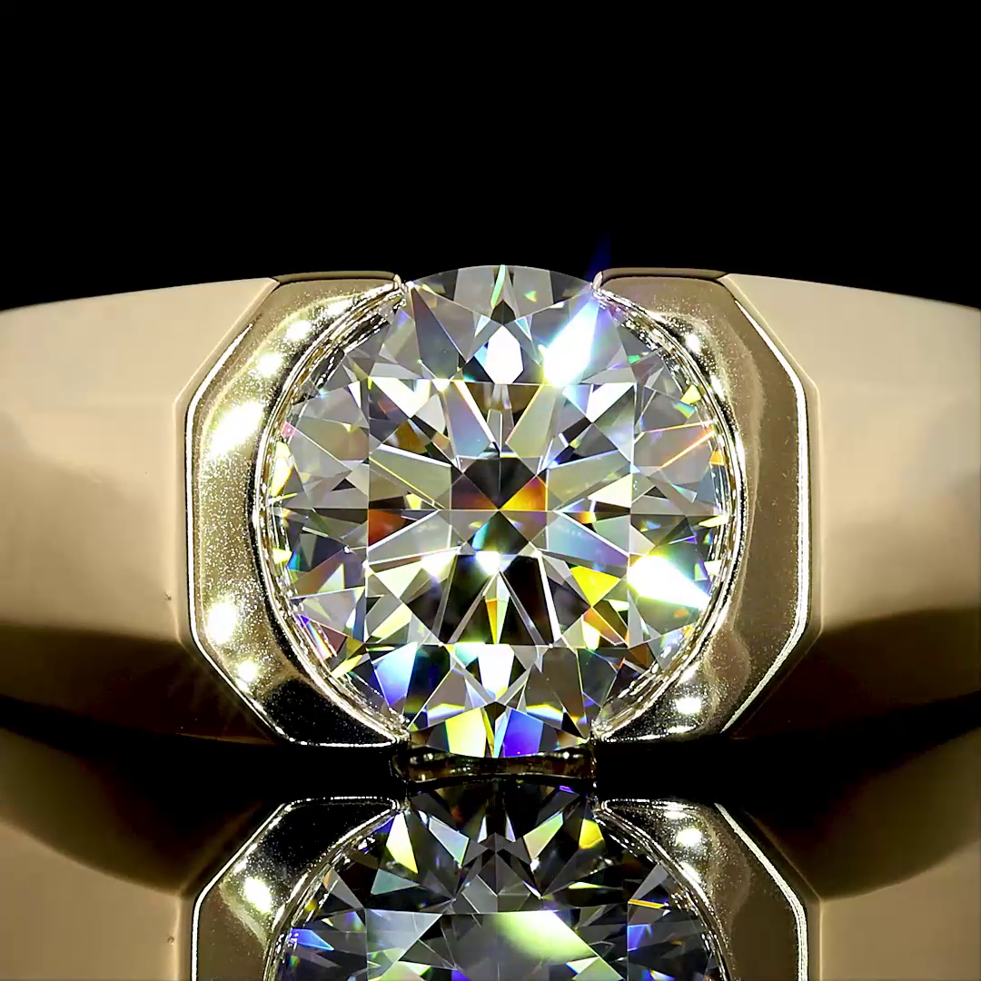 2.56 CT Round Lab Grown Diamond Engagement Ring in 14K Yellow Gold