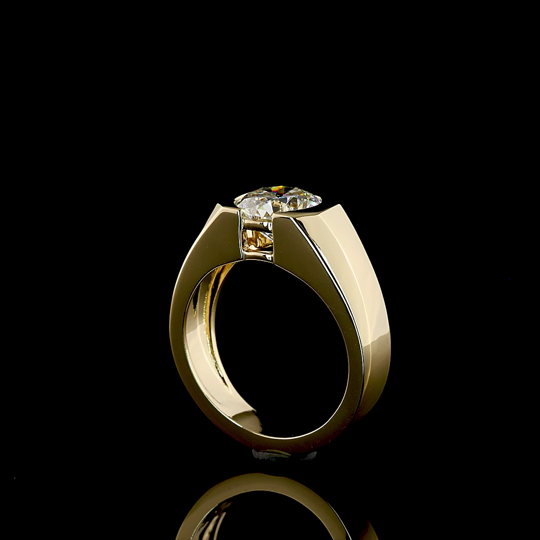 2.56 CT Round Lab Grown Diamond Engagement Ring in 14K Yellow Gold