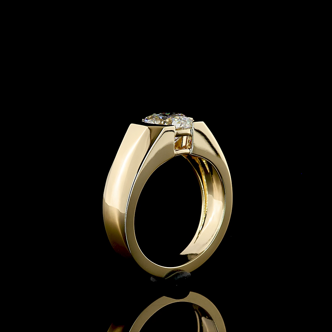 2.56 CT Round Lab Grown Diamond Engagement Ring in 14K Yellow Gold