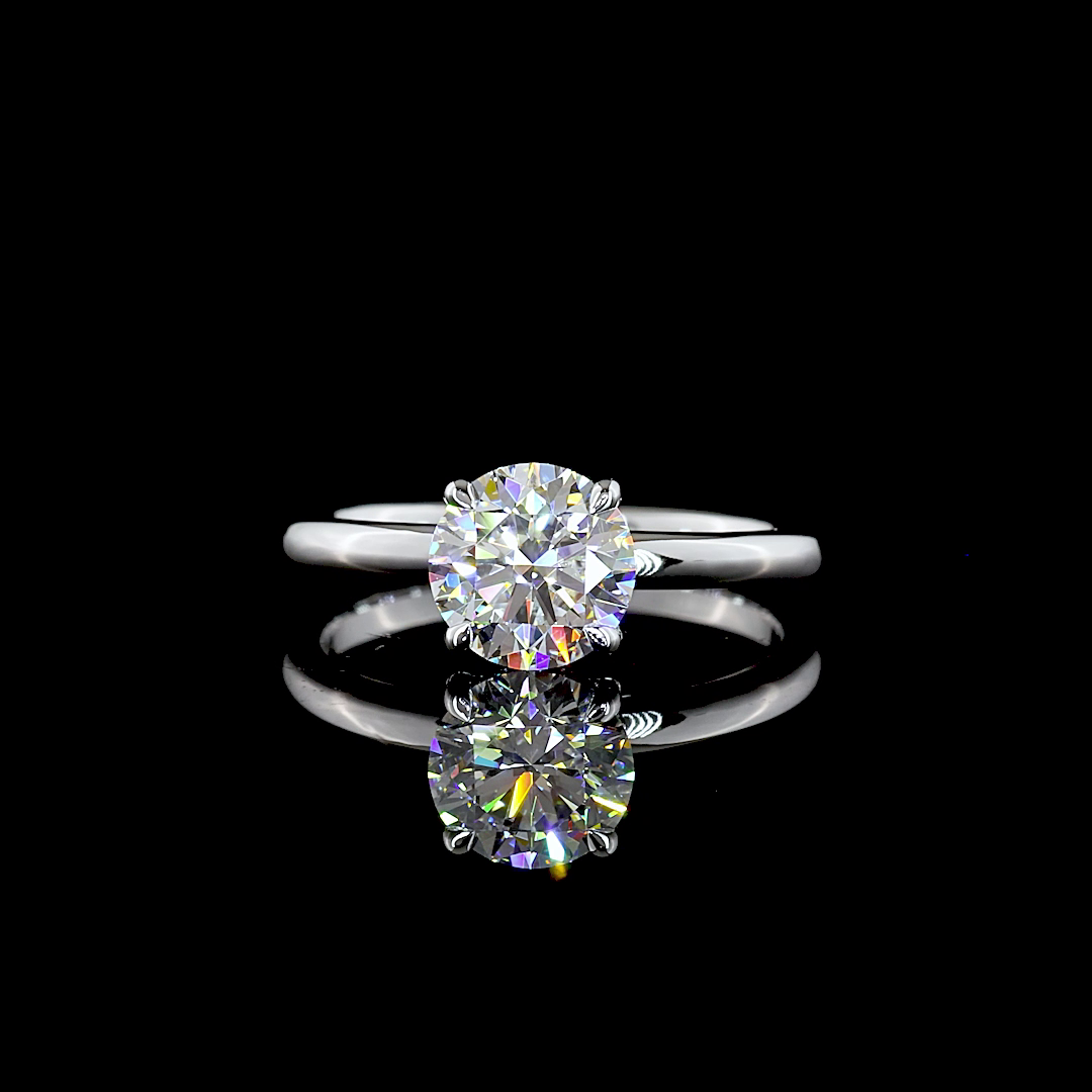 1.34 CT Round Lab Grown Diamond Engagement Ring in 14K White Gold