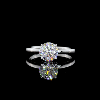 1.34 CT Round Lab Grown Diamond Engagement Ring in 14K White Gold