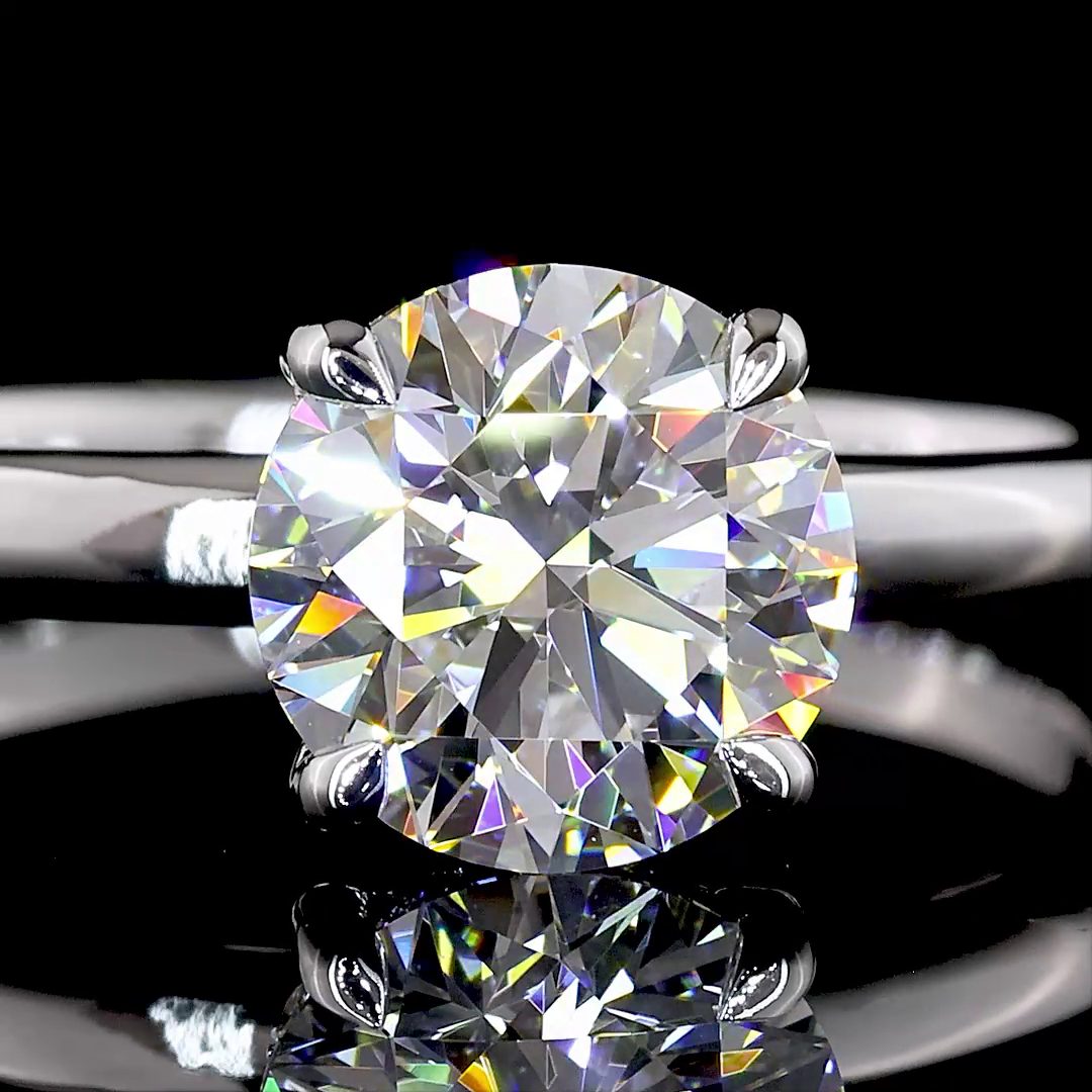 1.34 CT Round Lab Grown Diamond Engagement Ring in 14K White Gold