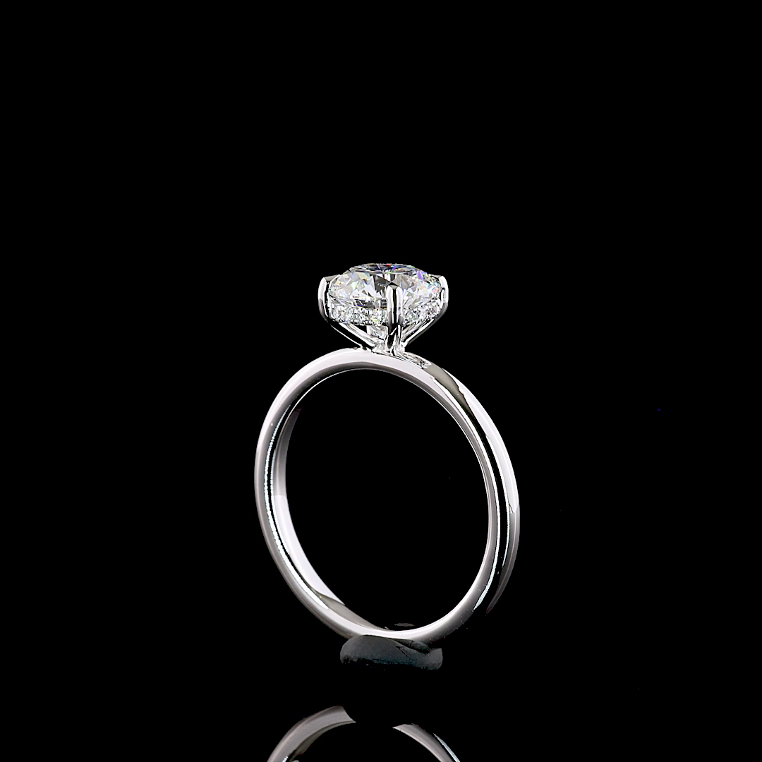 1.34 CT Round Lab Grown Diamond Engagement Ring in 14K White Gold