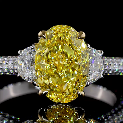 3.63 CT Oval Lab Grown Diamond Engagement Ring in 14K Two Tone