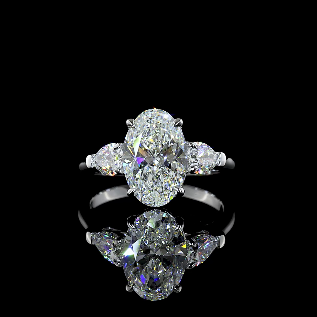 3.35 CT Oval Lab Grown Diamond Engagement Ring in 14K White Gold