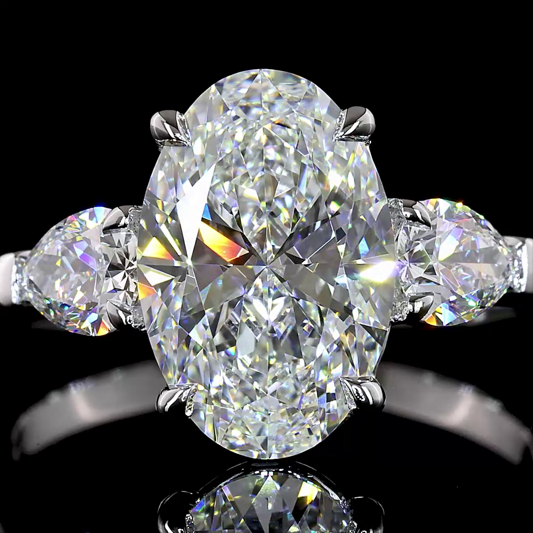 3.35 CT Oval Lab Grown Diamond Engagement Ring in 14K White Gold