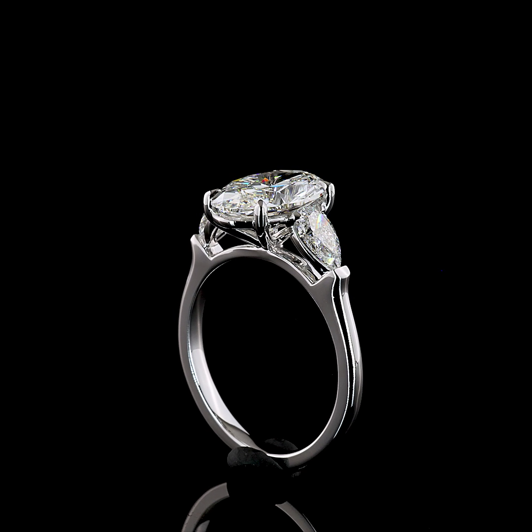 3.35 CT Oval Lab Grown Diamond Engagement Ring in 14K White Gold