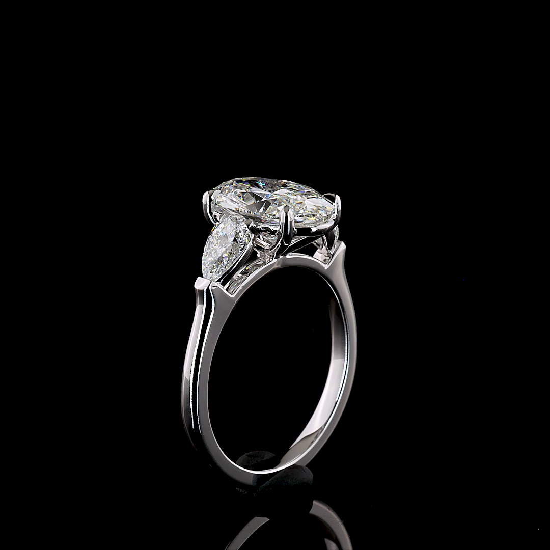3.35 CT Oval Lab Grown Diamond Engagement Ring in 14K White Gold