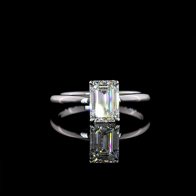 1.32 CT Emerald Lab Grown Diamond Engagement Ring in 14K White Gold