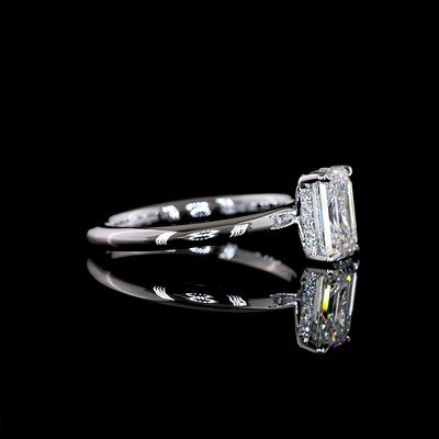 1.32 CT Emerald Lab Grown Diamond Engagement Ring in 14K White Gold