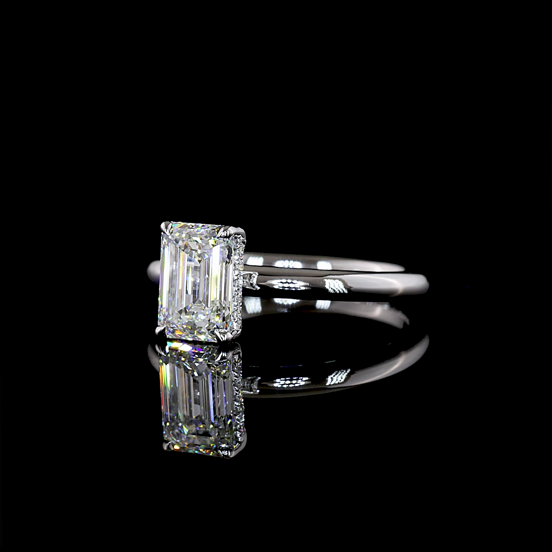1.32 CT Emerald Lab Grown Diamond Engagement Ring in 14K White Gold