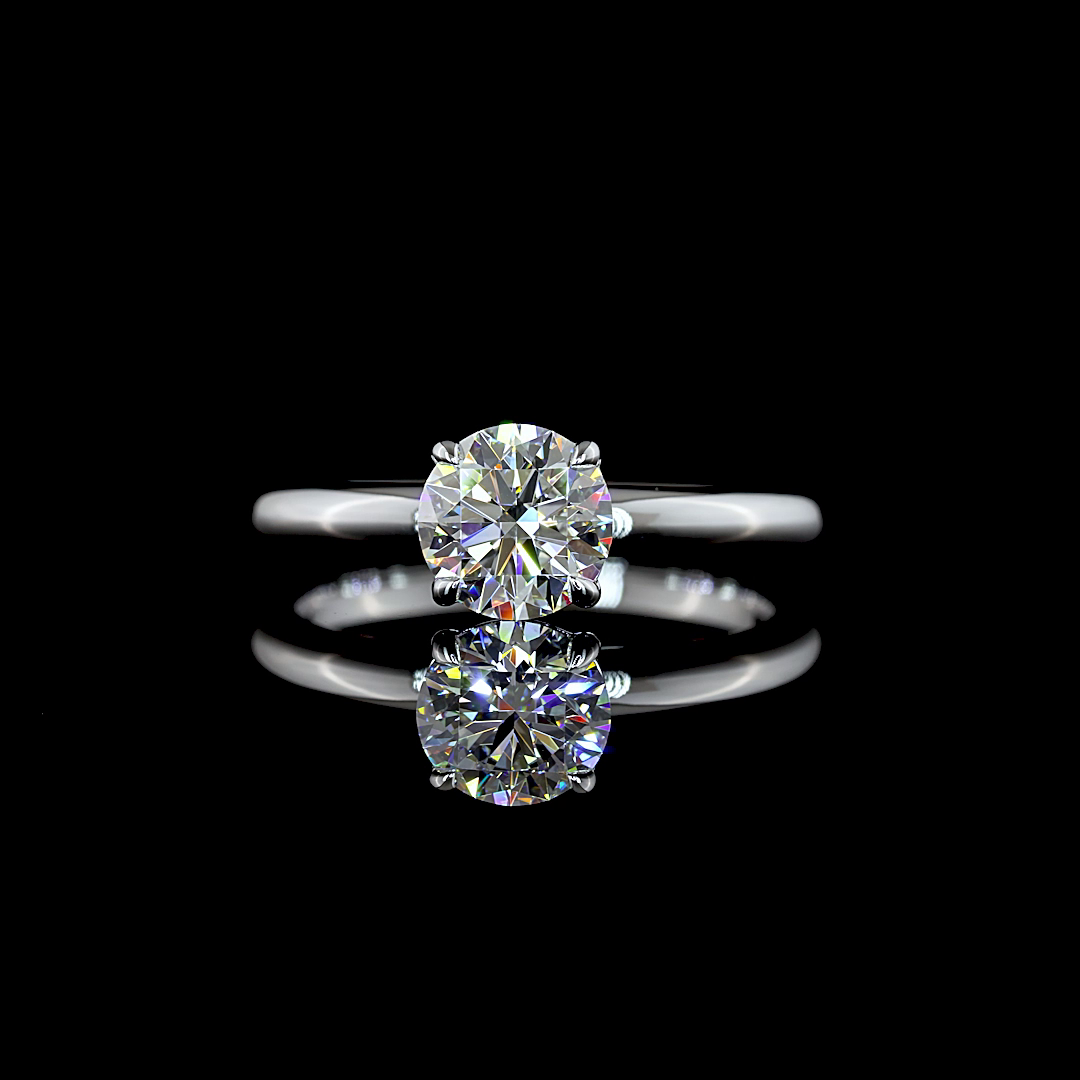 1 CT Round Lab Grown Diamond Engagement Ring in 14K White Gold