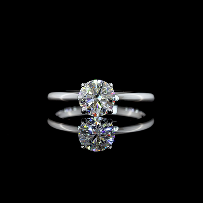 1 CT Round Lab Grown Diamond Engagement Ring in 14K White Gold