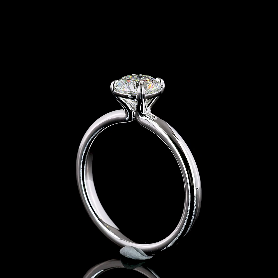 1 CT Round Lab Grown Diamond Engagement Ring in 14K White Gold