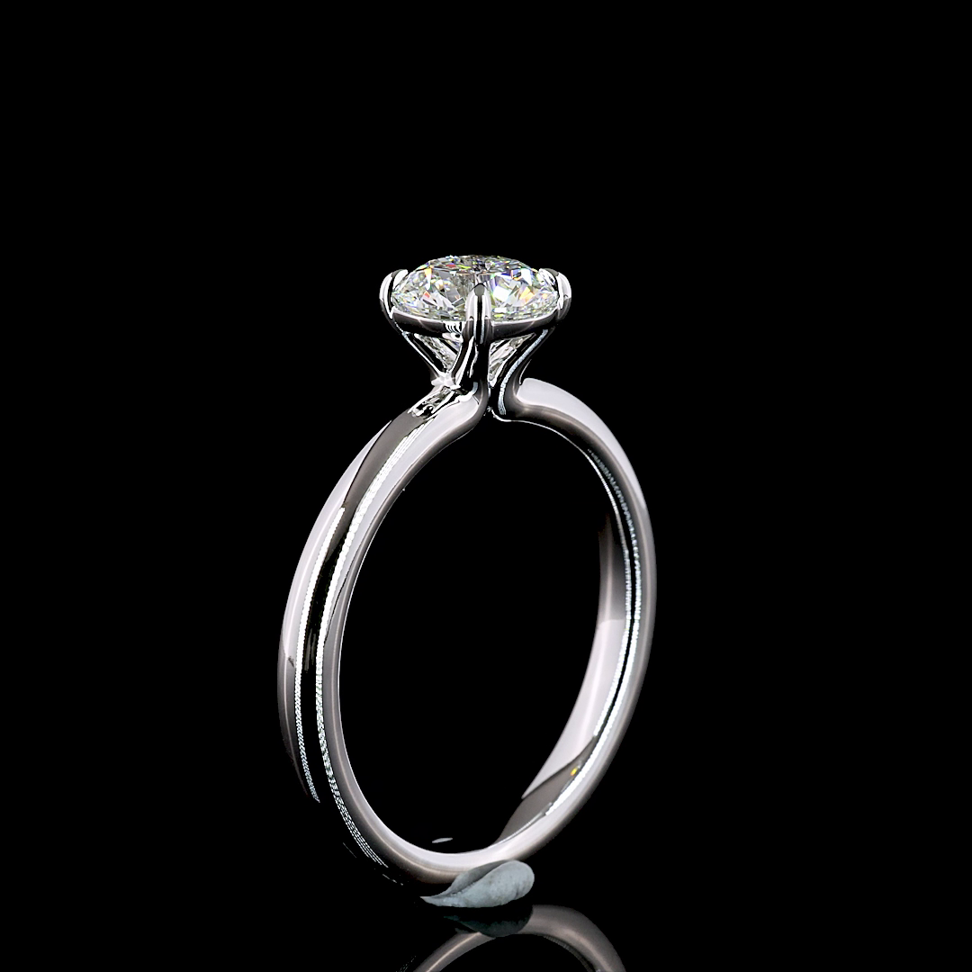 1 CT Round Lab Grown Diamond Engagement Ring in 14K White Gold