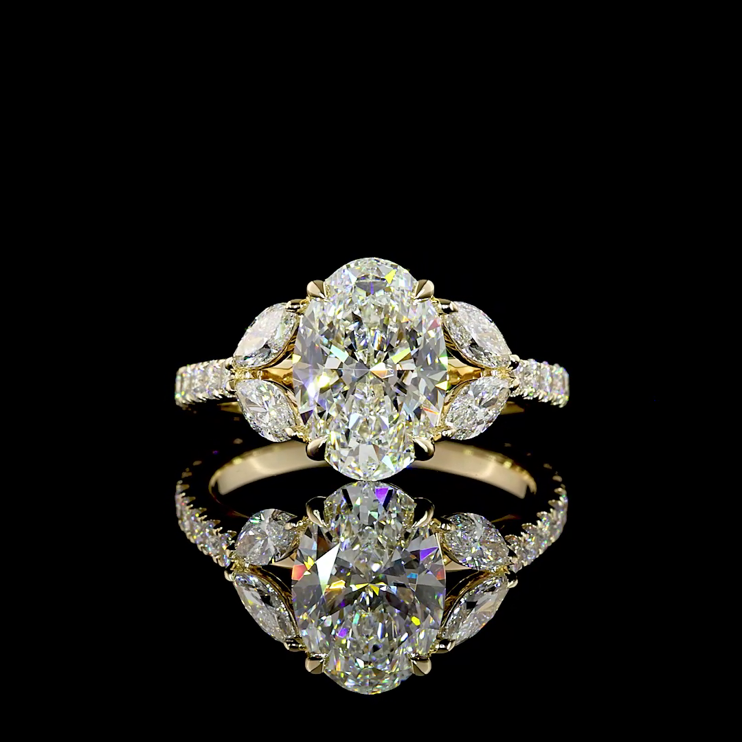 3.59 CT Oval Lab Grown Diamond Engagement Ring in 14K Yellow Gold