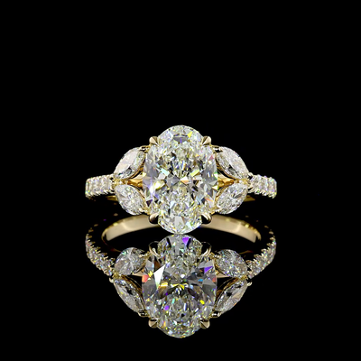 3.59 CT Oval Lab Grown Diamond Engagement Ring in 14K Yellow Gold