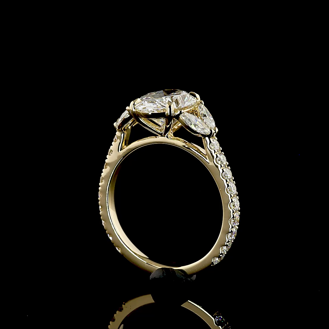 3.59 CT Oval Lab Grown Diamond Engagement Ring in 14K Yellow Gold