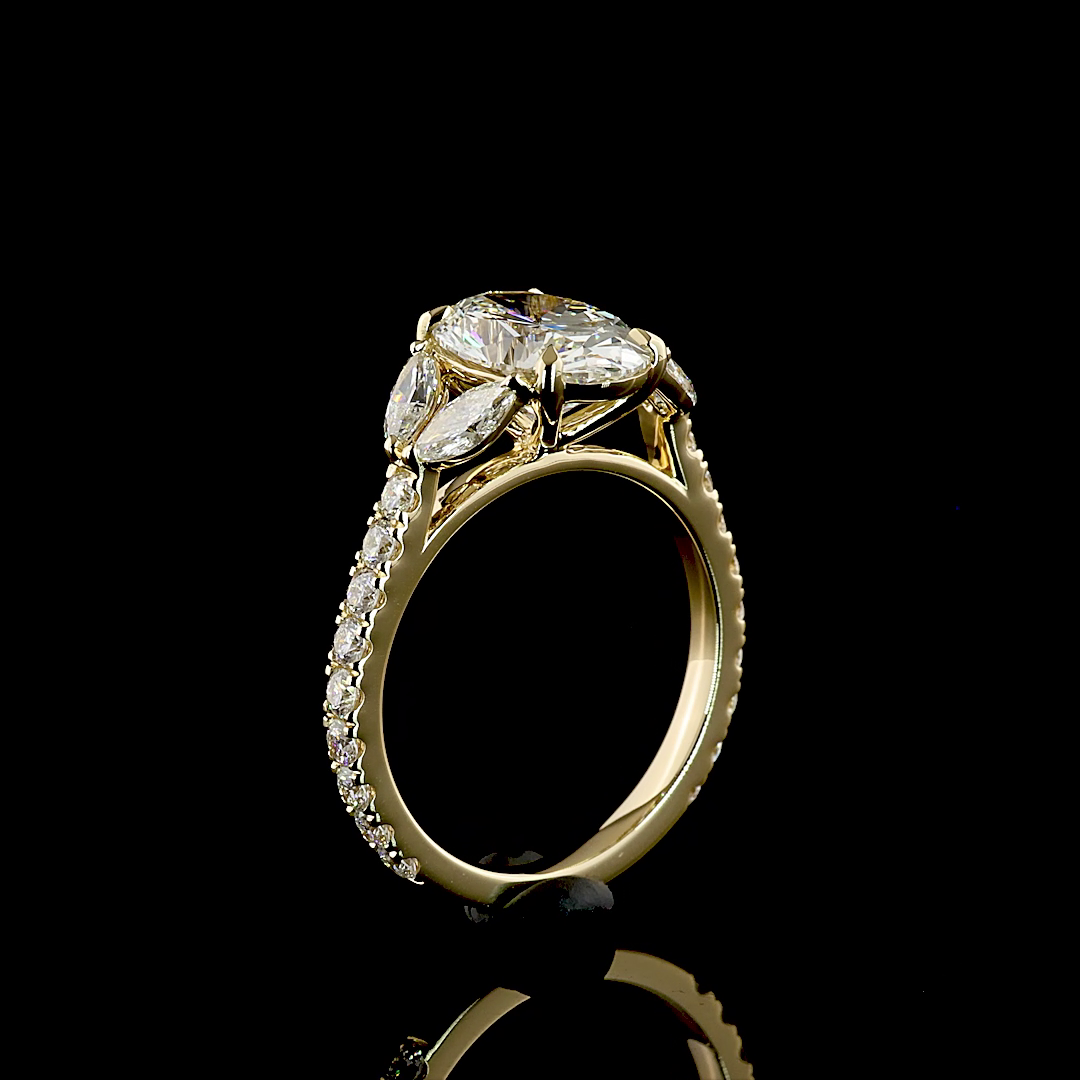 3.59 CT Oval Lab Grown Diamond Engagement Ring in 14K Yellow Gold