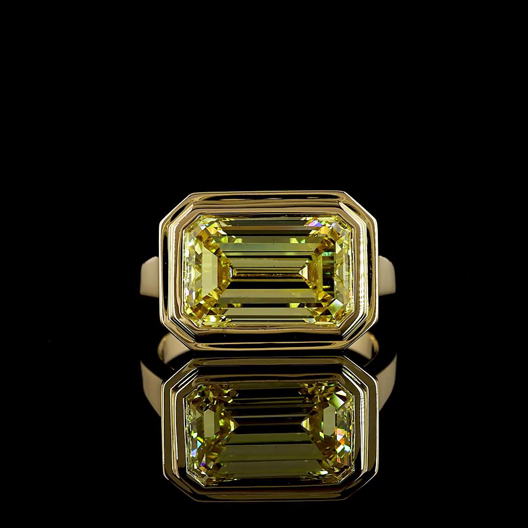 6.11 CT Emerald Lab Grown Diamond Engagement Ring in 14K Yellow Gold