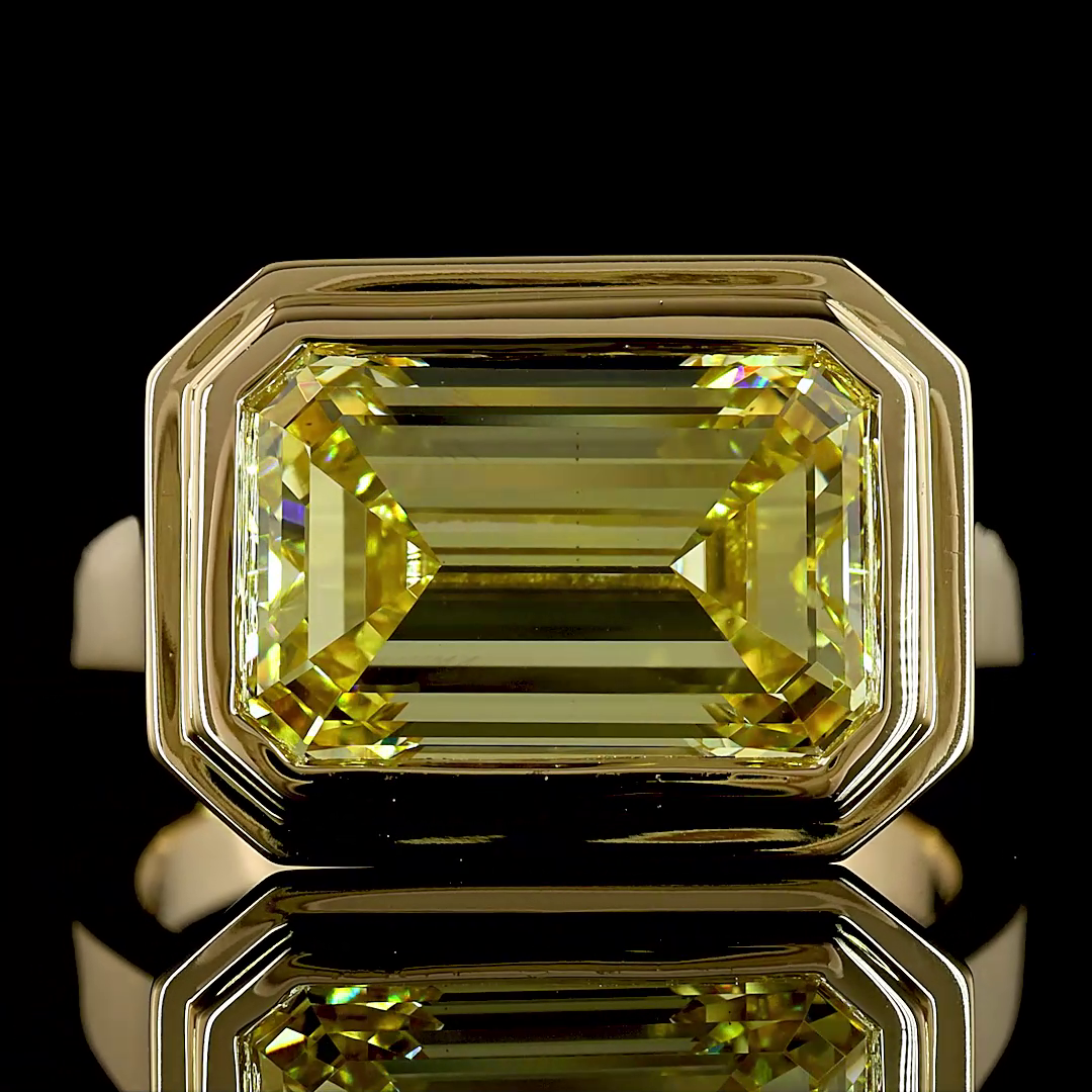 6.11 CT Emerald Lab Grown Diamond Engagement Ring in 14K Yellow Gold