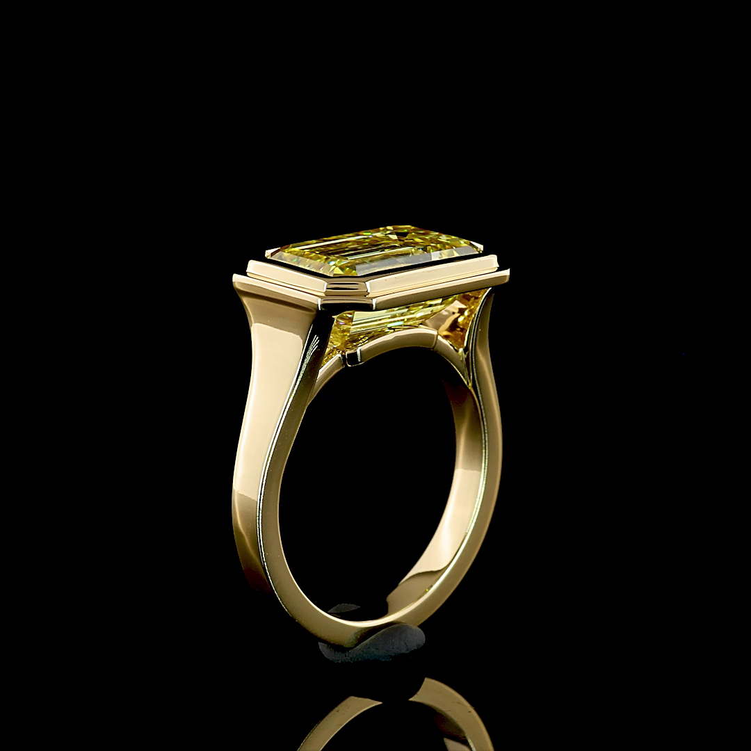6.11 CT Emerald Lab Grown Diamond Engagement Ring in 14K Yellow Gold