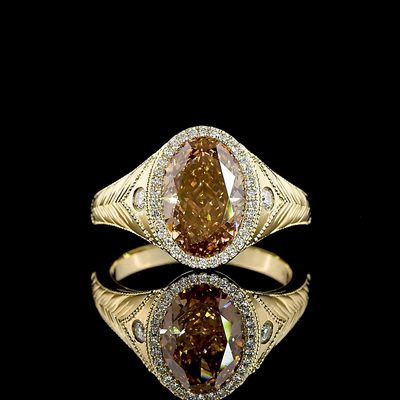 3.54 CT Oval Lab Grown Diamond Engagement Ring in 14K Yellow Gold