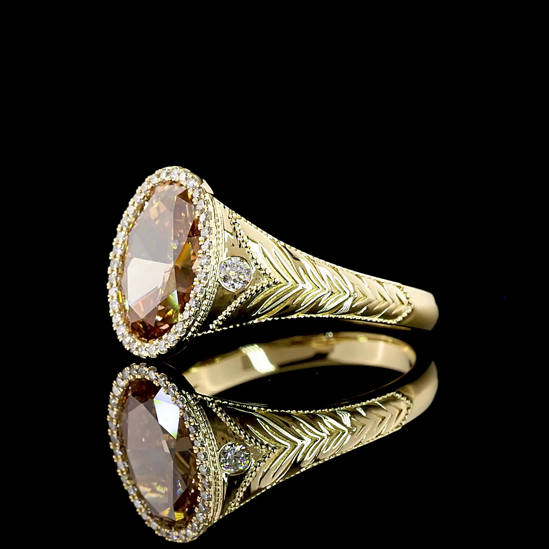 3.54 CT Oval Lab Grown Diamond Engagement Ring in 14K Yellow Gold