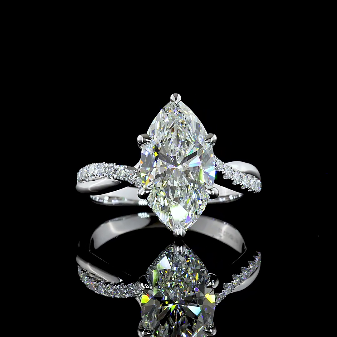 3.33 CT Marquise Lab Grown Diamond Engagement Ring in 14K White Gold