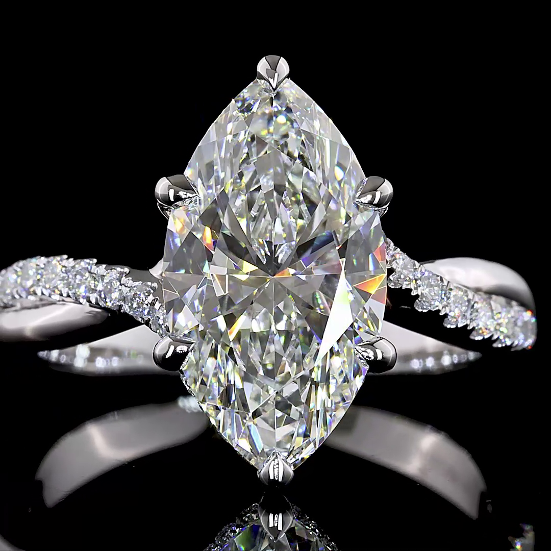 3.33 CT Marquise Lab Grown Diamond Engagement Ring in 14K White Gold