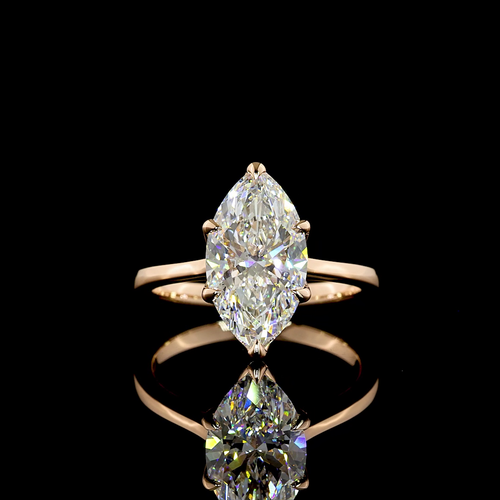 3.12 CT Marquise Lab Grown Diamond Engagement Ring in 14K Rose Gold