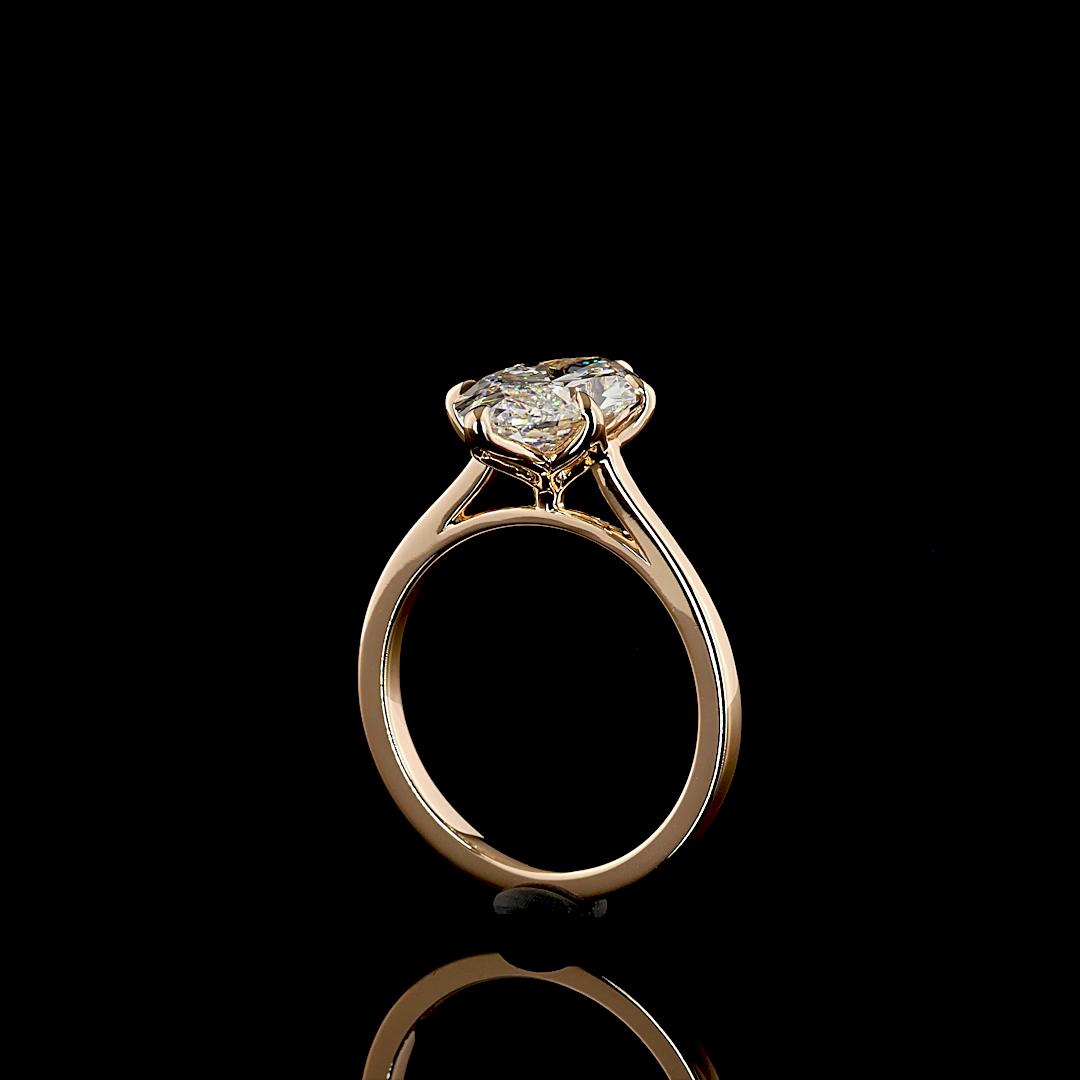 3.12 CT Marquise Lab Grown Diamond Engagement Ring in 14K Rose Gold