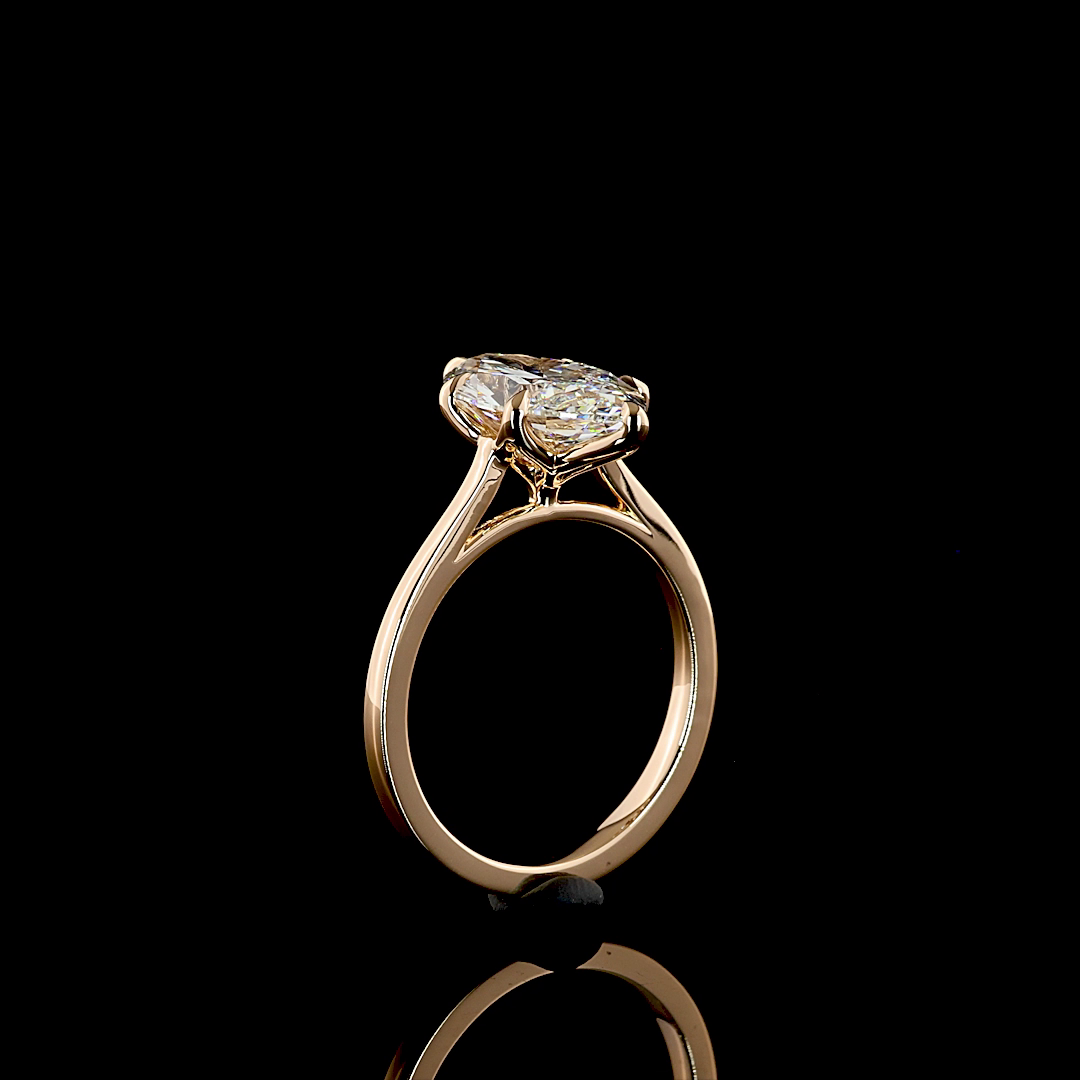 3.12 CT Marquise Lab Grown Diamond Engagement Ring in 14K Rose Gold