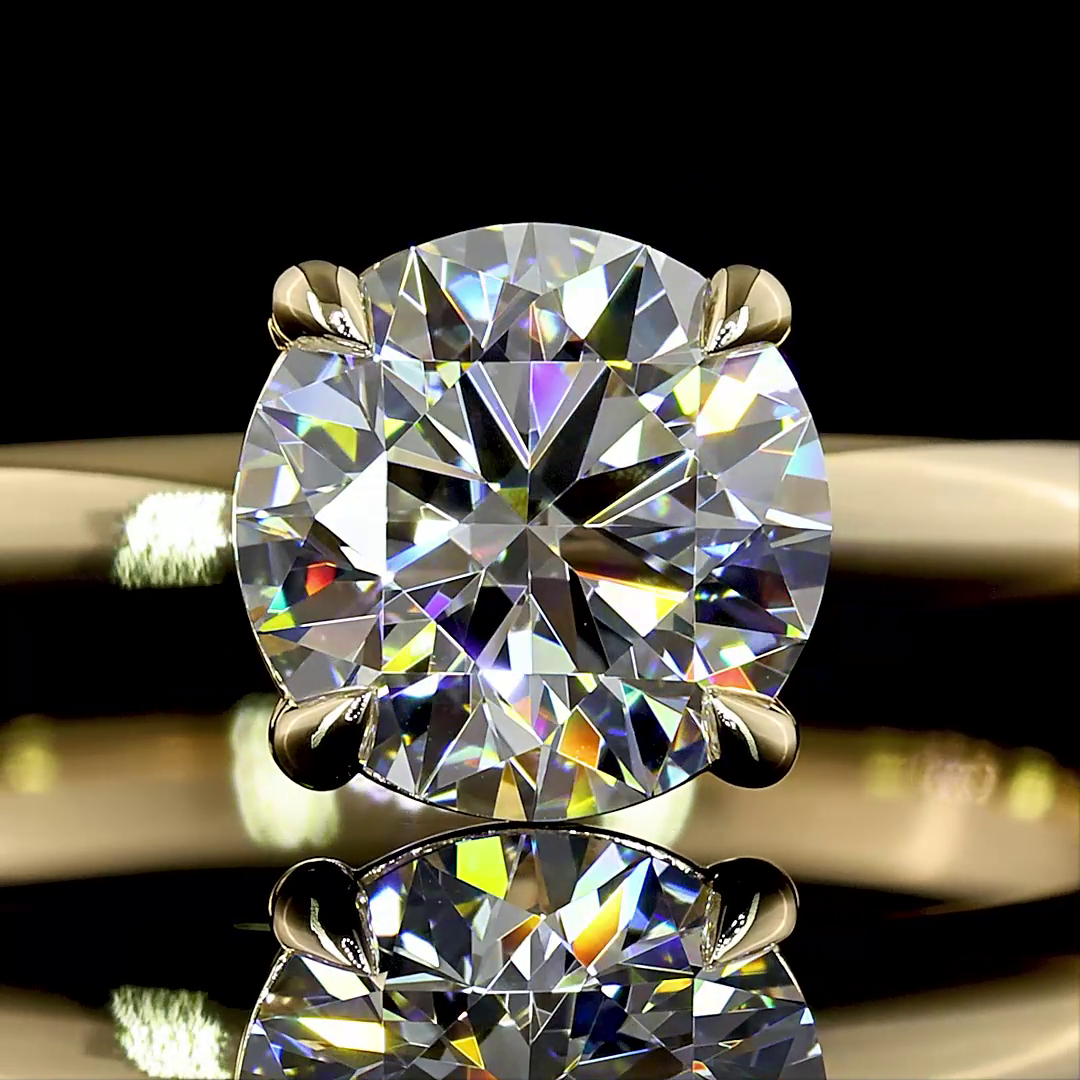 1 CT Round Lab Grown Diamond Engagement Ring in 14K Yellow Gold