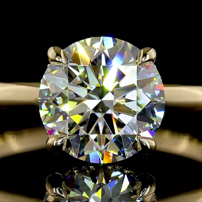 2.16 CT Round Lab Grown Diamond Engagement Ring in 14K Yellow Gold