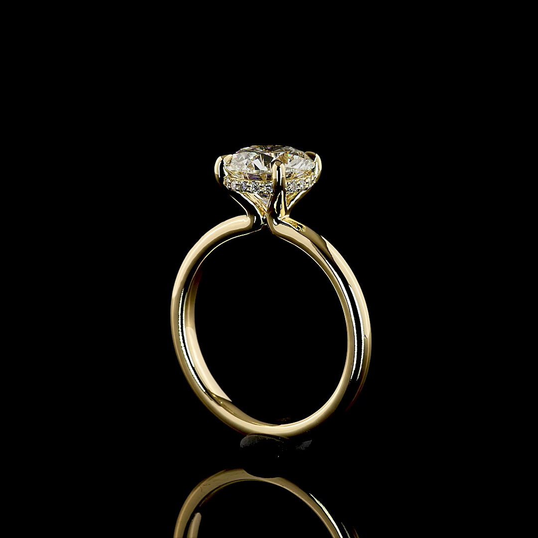 2.16 CT Round Lab Grown Diamond Engagement Ring in 14K Yellow Gold